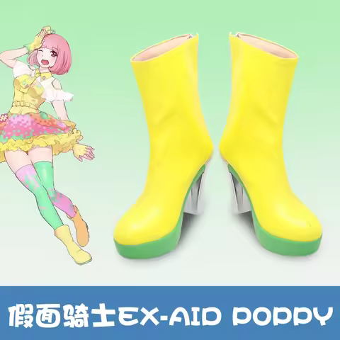 Kamen Rider Ex-Aid Masked Rider Poppy Pipopapo Cosplay Shoes Boots Halloween Party Pink High Heels