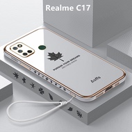 Casing Realme C17 Case Plating Maple Leaves Cover Soft TPU Phone Case Realme C17