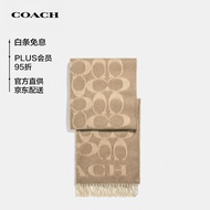 蔻驰COACH【官方直供】奢侈品女士围巾驼色印花羊毛+羊绒F76384CAM