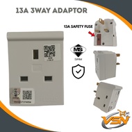 SIRIM 13A 3WAY ADAPTOR 3 SWITCH PLUG ADAPTOR EXTENSION