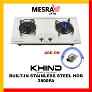 KHIND/MECK BUILT-IN STAINLESS STEEL/GLASS HOB HB802S2 HB802G2 MBHG202 2800PA DAPUR GAS TANAM KELULI 