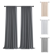 Rod 90% Shading Blackout Curtain For Living Room Bedroom Window Curtains Full Half Length Langsir 85% Block Out Ring Eyeplet Hook Type
