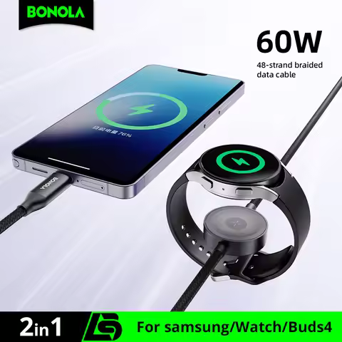 Bonola 2 in 1 For Galaxy Watch Ultra/8 Charger 60w Fast Charging for Samsung S26 Ultra/S25/S24/S23 M
