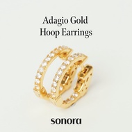 Sonora Adagio Gold Hoop Earrings, Crescendo Collection, 18K Gold Plated 925 Sterling Silver