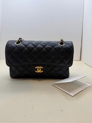 Chanel香奈兒 晶片款 CF黑金荔枝牛皮 中號鏈條包 25cm