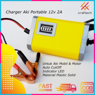Taffware Charger Aki Mobil Motor Lead Acid 12V 2A / cas charger aki motor dan mobil  aki kering dan 