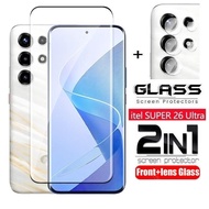 2in1 For itel SUPER 26Ultra S26Ultra SUPER26Ultra S26 9H Tempered Glass HD Clear 3D Curved Screen Pr