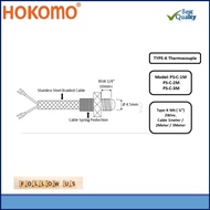 HOKOMO TYPE K M6 @ BSW 1/4 THERMOCOUPLE C/W 1METER STAINLESS STEEL BRAIDED CABLE , (PS-C-1M)