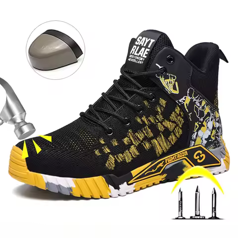 High Top Safety Shoes Men Work Shoes Men Women Work Safety Boots Men's Work Shoes Fashion Security P