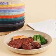 OONE 8PCS Plastic Dinner Plates, Unbreakable Microwave Safe Camping Plate, Eco-Friendly Striped Patt