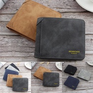 SAWU New Men's Fashion Leather Short Wallet Tri-fold Wallet Splicing Business Multi-card Zipper Coin Purse