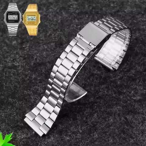 18mm Fine Steel Watchband for CASIO A158 / A159 / A168 /A169 /B650 /AQ230/ 700 Classic Small Square 
