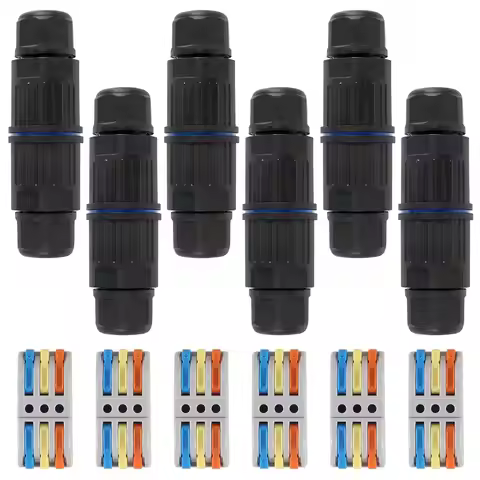 6pcs Upgraded Junction Box Outdoor Waterproof IP68, CDF 3P 3Pole Wire Connector, Replaceable Lever W