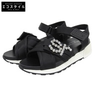 Sergio Roshi SR 水晶緞面涼鞋，近全新，女款，黑色，38碼，A83910