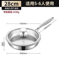 304不銹鋼三層鋼純鈦炒鍋不粘煎鍋平底鍋無塗層鈦鍋不粘鍋