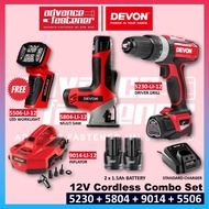 DEVON 12V Cordless Combo Set ( Driver Drill / Multi Saw / lnflator / LED Worklight )
