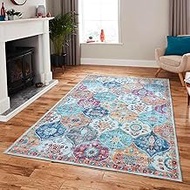 Mandala - Machine Washable Area Rugs 9' x 12', Stain Resistant, Durable Polyester Material, Patterne