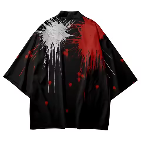 Black Fashion Streetwear Print Summer Beach Yukata Cardigan Women Japanese style Kimono Traditional 