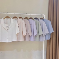 ** 32wardrobe-Macaron Color Short-Sleeved Short Shirt 255r