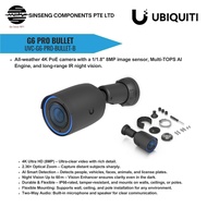 UniFi UVC‑G6‑Pro Bullet Black 4K 8MP Outdoor Security IP Camera – AI Detection, 2.36× Zoom, Night Vi