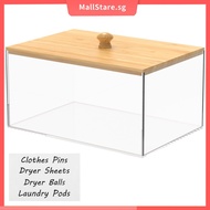 Dryer Sheet Holder with Bamboo Lid and Labels Clear Acrylic Dryer Sheet Container Dustproof Dryer Sh