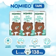 [Carton Sale]NOMIEO Diapers Pants / Tape S M L XL XXL XXXL bundle of 3 Baby disposable diapers