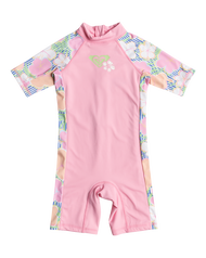 ROXY ชุดว่ายน้ำเด็กเล็ก กันแดด UPF 50+ Girls 2-7 TINY FLOWER SS BACK ZIP SPRINGSUIT 241 ERLWR03298-B