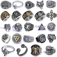 Cincin Beijing 7.21 yang tidak bergaya retro, perhiasan fesyen keluli tahan karat berkarat gaya Celt