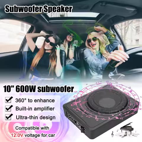 10 Inch 600W Car Subwoofer High Power Pure Bass Under-Seat Power Amplifiers Speaker 12 V for Car Tru