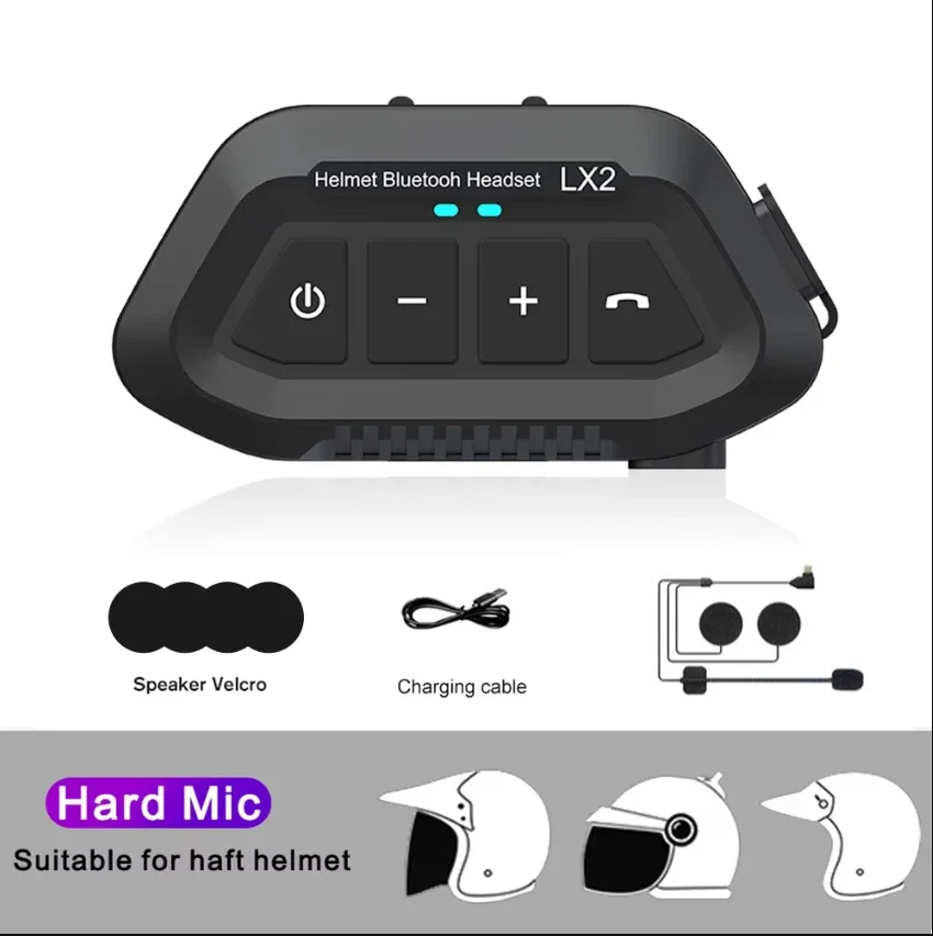 LX2 Motorcycle Bluetooth 5.0 Helmet Headset Wireless Noise Reduction Cycling Headset Waterproof Supp