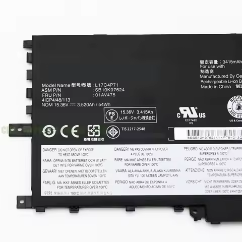 CP Laptop Battery L17C4P71 L17M4P71 L17M4P73 54Wh 01AV474 01AV475 01AV499 02DL003 For ThinkPad X1 Yo