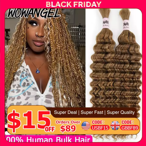 Bulk Human Hair for Braiding 4/27/30/99J# Color Braiding Hair Extensions Deep Wave Micro Braiding Ha