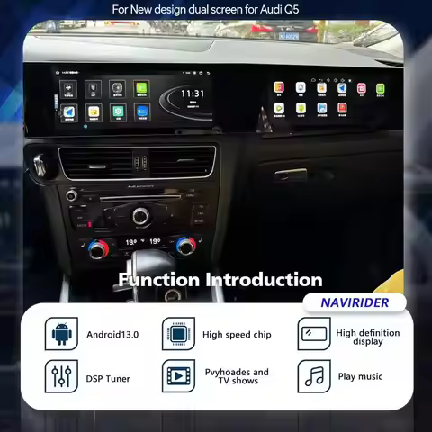 CarPlay For Audi Q5 2009-2017 Curved Screen Car Radio Android Auto HU Wifi 21inch GPS Multimedia Vid