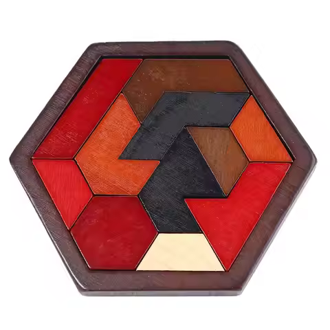 Puzzle Game Geometric Shape Wooden IQ Brain Teaser Tangram Board Educational Toys Puzzles Board