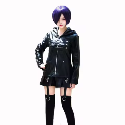Japanese Anime Cosplay Costume Kaneki Ken Kirishima Touka PU Costume Set for Halloween Christmas