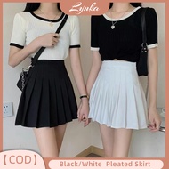 Korean Palda Style High Waist White Skirt for Women-Elegant Pleated Tennis Skirt with Anti-Exposure 