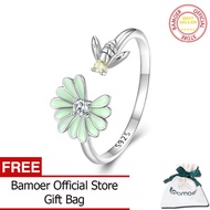 BAMOER Authentic 925 Sterling Silver Daisy Bee Opening Ring For Women Adjustable Ring Fashion Jewelry SCR929