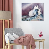 Seascape with wave. Watercolor painting on paper. Interior decor. Hokusai