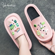 VIWANA รองเท้าแตะส้นสูงคู่รองเท้า Crocs สไตล์เกาหลีขนาดพิเศษ35-44รองเท้าคู่รองเท้าส้นเตารีด Comfort สำหรับผู้หญิง2023ใหม่ไม่ลื่นผู้หญิง Sepatu Slip On ลดราคา