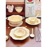 [FIRE] High Quality Pink Bow Porcelain Cup Set, Luxurious Dining Table Set, Meaningful Gift
