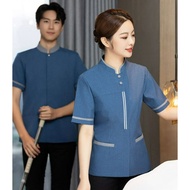 Women Cleaner Uniform Hotel Canteen Sanitary Aunt Clothing Cleaning Sleeve Restaurant Short Uniform 