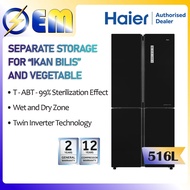 516L | HAIER DC Inverter 4-Door Fridge 4-Pintu Peti Sejuk | Dualion Stertilization Refrigerator | HRF-IG525AM(GB)