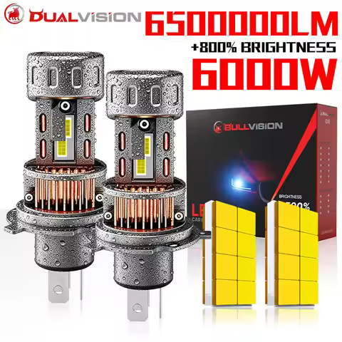 2PCS H4 LED 6000W 6500000LM Led Headlight Bulb Motorcycle Lamp Canbus Hi/Lo Beam 7545 CSP Auto Car L