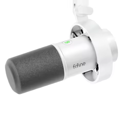 FIFINE Recording XLR Dynamic Microphone with Real-time Monitoring,USB Streaming Mic with Gain Knob/T