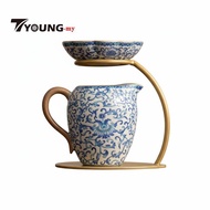 [Available] Innovative Ceramic Pouring Vessel Integrated Tea Strainer Ru Kiln Tea Tool for Home Tea 