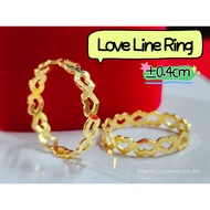 Wing Sing Cincin Love Line Bajet Lebar CBR Padu Emas 916 / 916 Gold Full Love Fesyen Budget Ring 全心全意爱心戒指