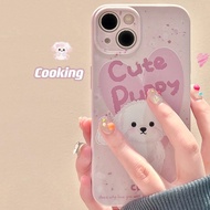 Pink Love Dog Film Phone Case Suitable for OPPO Reno 3 4 4Z 5 6 7 7Z 8 8T 9 PRO PLUS 5G A3S A5 A9 A15 A15S A31 A33 A53 A53S A73 A77 A78 A91 A98 F23 R15 F9 F11 Find x3 X x5 GT K1 K9 K9S All-Inclusive Hard Shell