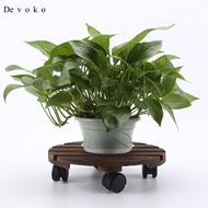 Devoko Potted Plant Stand Caddy Dolly Flower Pot Trolley Tray with Lockable Wheels