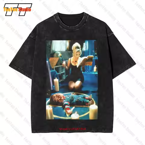 Bride Of Chucky #Jennifer Tilly Movie Horror Vintage Oversized T-Shirt I9WV