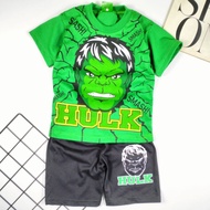 Newest Short Sleeve Boys Shirt Suits HULK MOTIF FULL PRINT Age 1-10 Years Mask SET